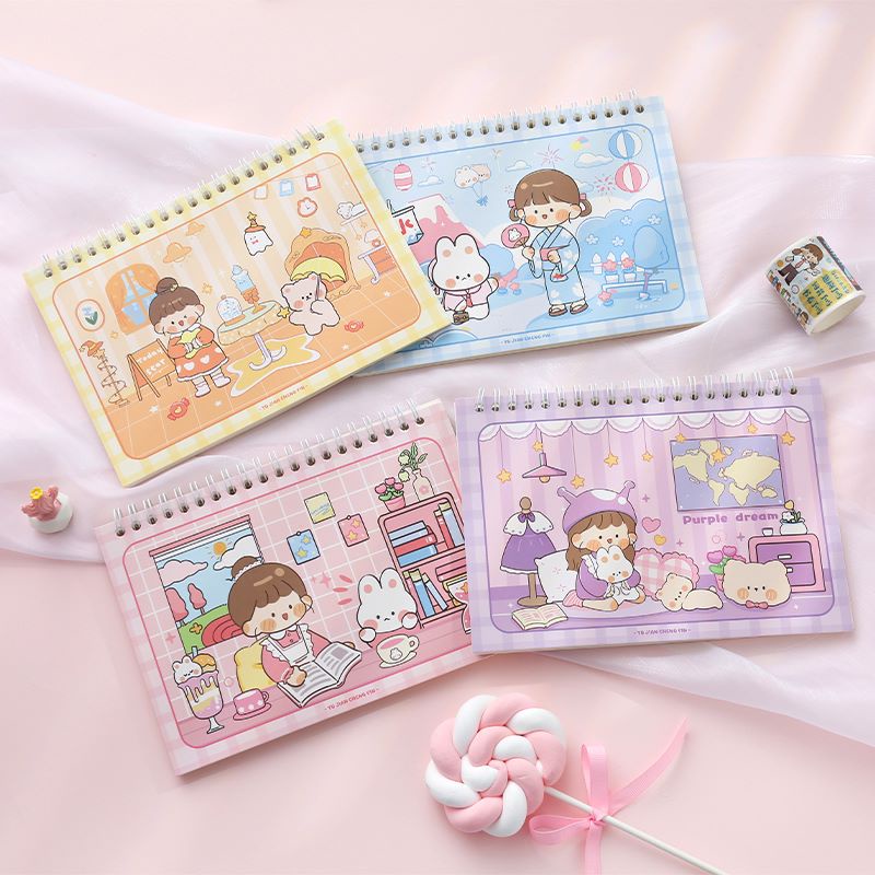 Sổ chiết sticker, washi tape Cute Girl size A5
