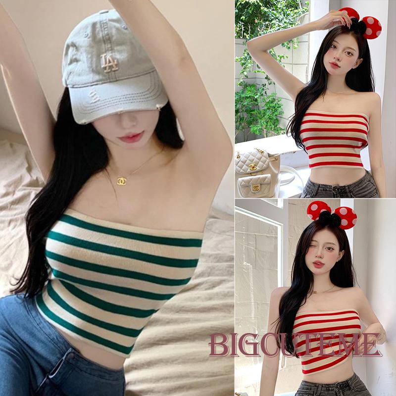 Áo Ống In Họa Tiết Kẻ Sọc Thời Trang Mùa Hè Dành Cho Nữ