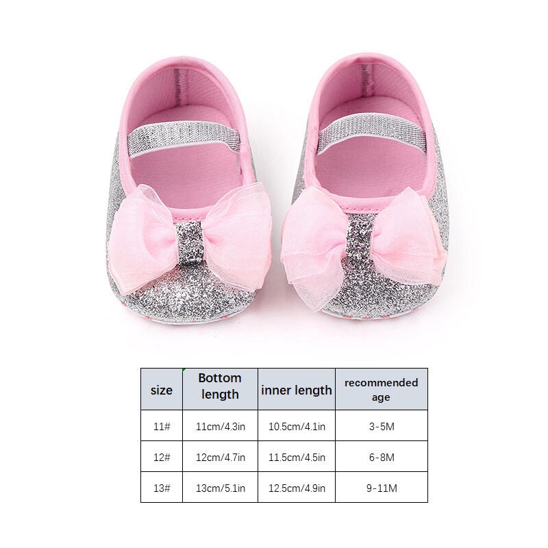 Giày Lười Đế Mềm Chống Trượt Đính Nơ Lấp Lánh Cho Bé Gái