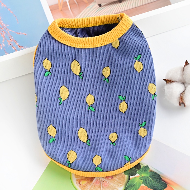Áo Cotton Mỏng Không Tay In Hình Quả Chanh Thời Trang Mùa Hè Cho Thú Cưng