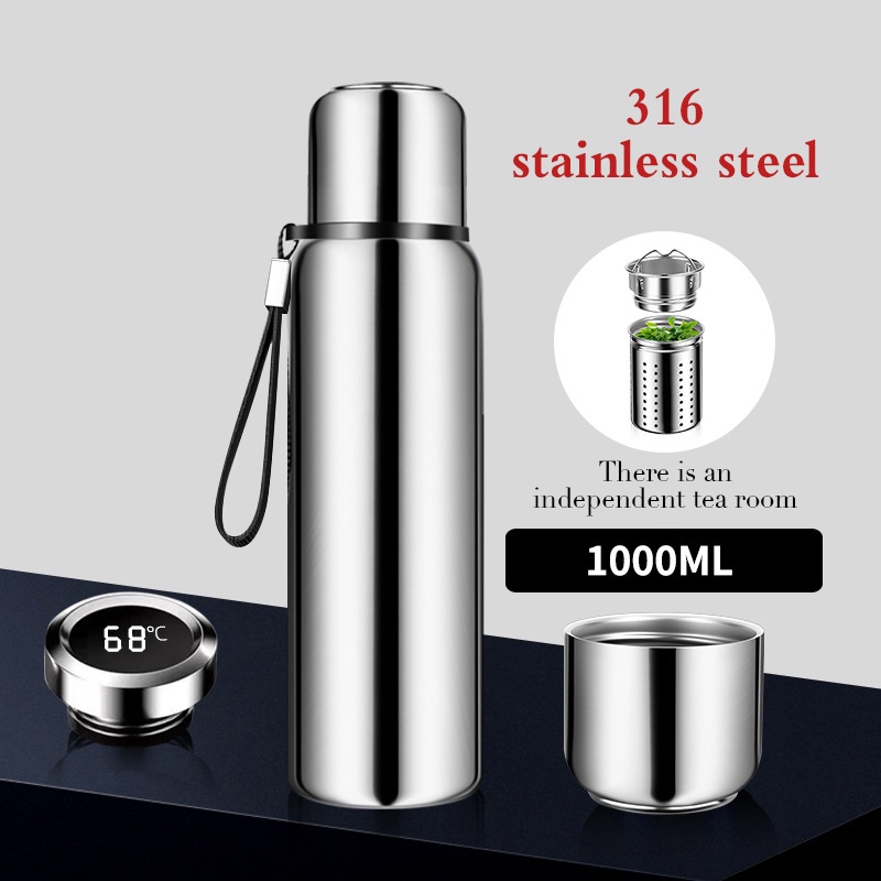 Bình giữ nhiệt inox 316 KATELV dung tích lớn 1000ml có màn hình hiển thị nhiệt độ tiện dụng