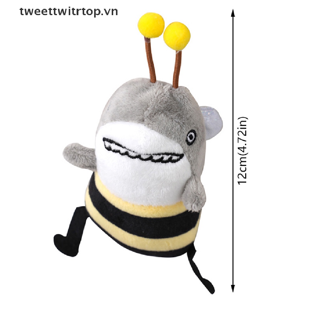 Đồ chơi nhồi bông Hình Cá Mập / Ong Mềm Mại Vui Nhộn Gắn Móc Khóa Cho Bé