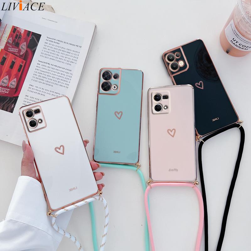 Ốp Điện Thoại Có Dây Đeo Chéo Cho Oppo Reno7 Reno8 Reno9 Reno 7 8 9 Pro Plus 8T 4G 5G