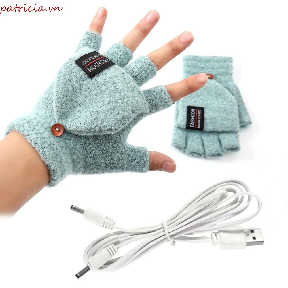 Găng Tay Giữ Ấm Mùa Đông Bằng Điện USB Mềm Mại Màu Trơn Có Thể Điều Chỉnh Nhiệt Độ
