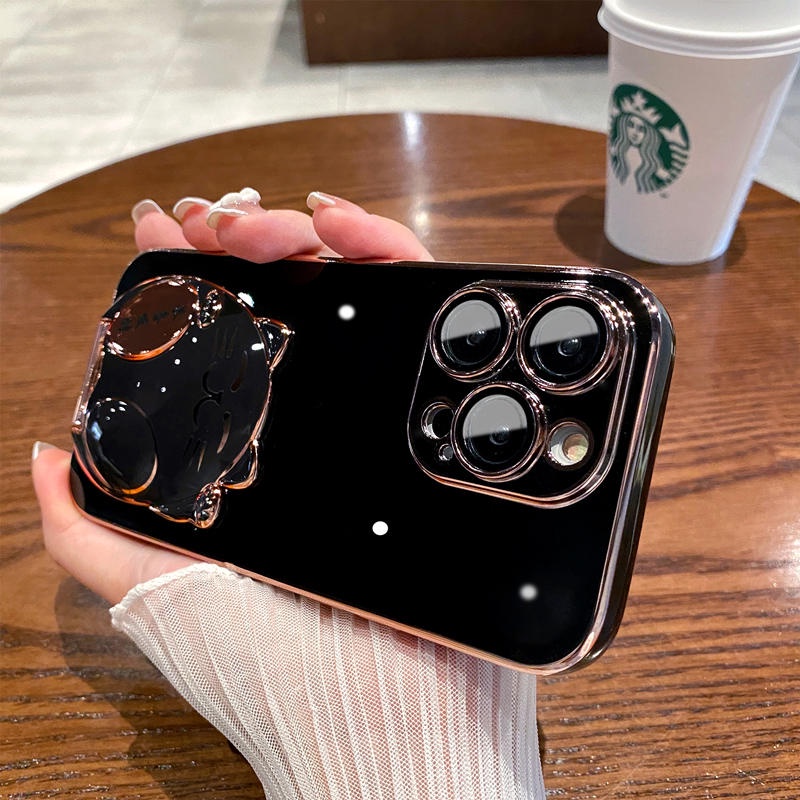 ốp lưng oppo reno 4 reno 5 reno 4 Pro reno 5 Pro Ốp Điện Thoại TPU Mềm Viền Mạ 3D Có Giá Đỡ Hình Mèo Cho oppo reno 4 reno 5 reno 4 Pro reno 5 Pro