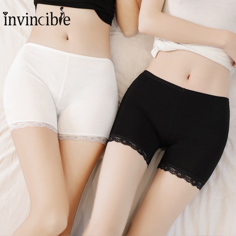 Quần Lót Lụa Lạnh Mềm Mại Phối Ren Không Đường May Màu Trơn Thoáng Khí Thoải Mái Cho Nữ