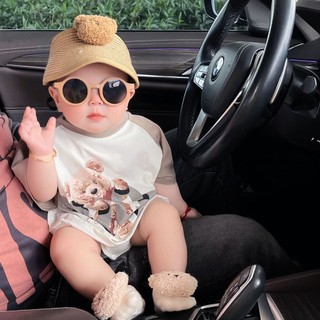 (HÀNG CÓ SẴN )Bodysuit gấu NICE kèm tất mũ quảng châu siêu dễ thương cho bé trai bé gái A32