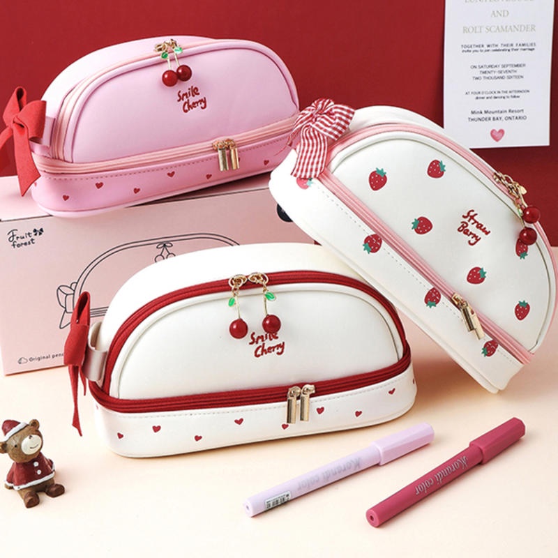 Túi Đựng Bút 2 Ngăn Sức Chứa Lớn Murah Borong Màu Tím Malaysia Hoạt Hình Dễ Thương Có Khóa Kéo Cho Học Sinh Trung Học / Thanh Thiếu Niên Pencil Case Korean Style for Girls Large Capacity  Murah Borong Big Purple Malaysia Student High School Kids Cute