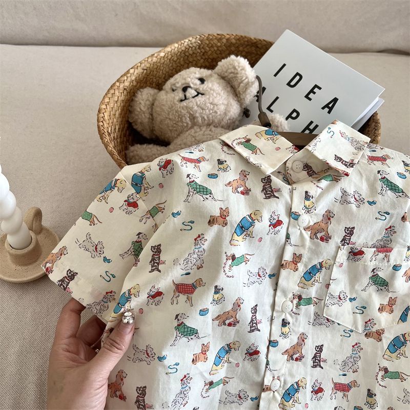 Áo Sơ Mi Tay Ngắn In Hoạt Hình Thời Trang Mùa Hè 2023 Cho Bé Trai