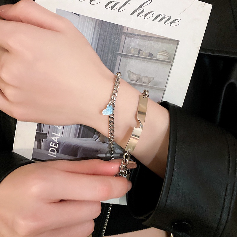 Vòng Tay Thép Titan Hình Trái Tim Đơn Giản Thời Trang Cá Tính