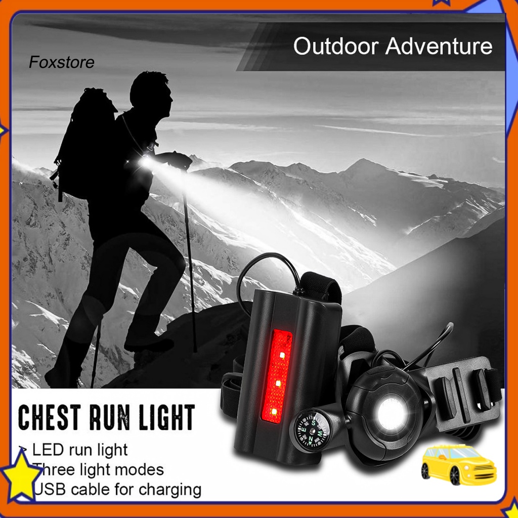 Đèn Đeo Trước Ngực Bằng ABS Chống Thấm Nước Kèm La Bàn Tiện Dụng Cho Chạy Bộ Ban Đêm