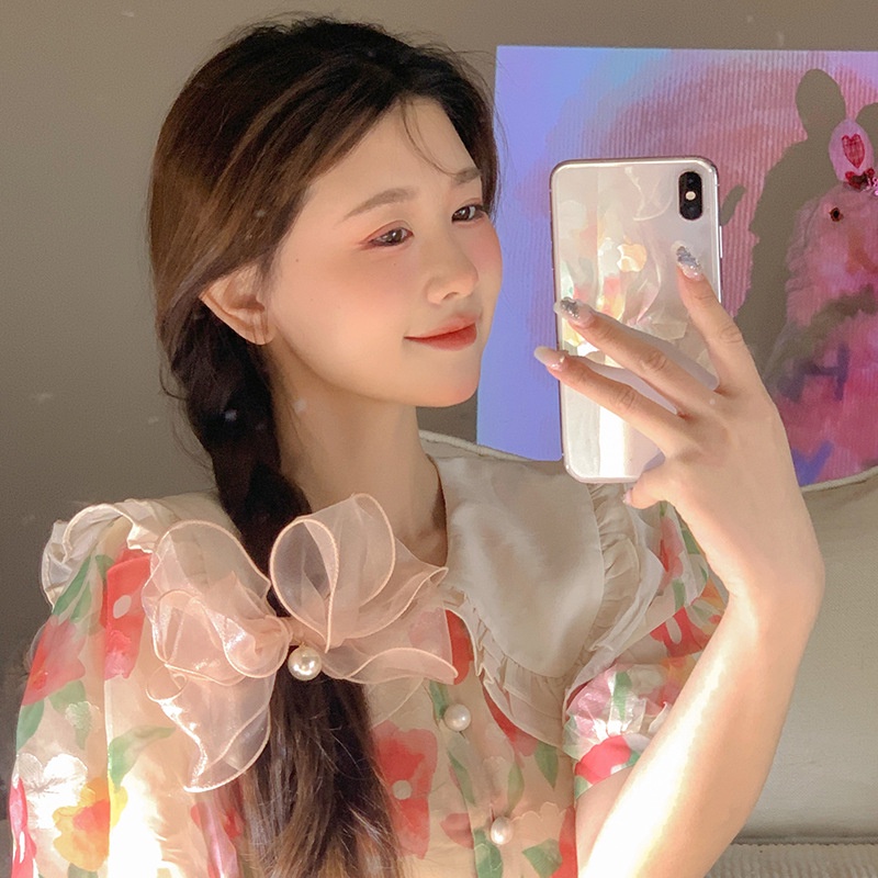 Kẹp Tóc Hình Nơ Phối Lưới Dễ Thương Phong Cách Hàn Quốc 2023