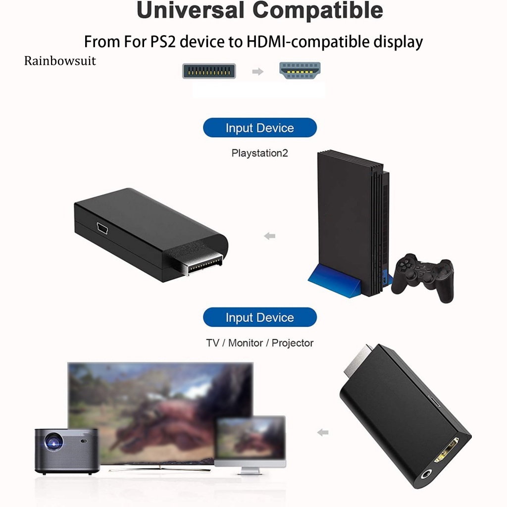 1 Bộ Chuyển Đổi Video Âm Thanh Rộng Tương Thích Với PS 2 Sang HDMI-compatible