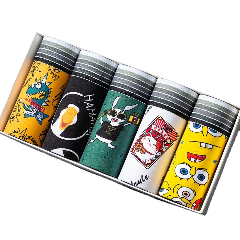 Quần Lót Boxer Thoáng Khí In Họa Tiết Hoạt Hình Dễ Thương Cho Nam
