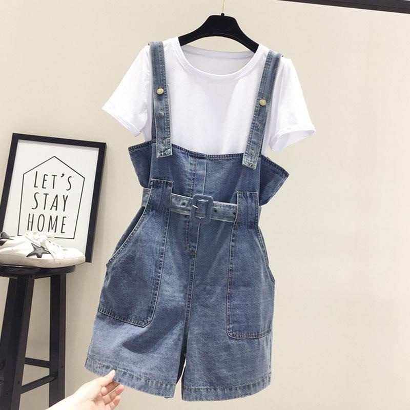 [Bán Chạy] Quần Short Yếm Jean Dáng Rộng Hai Mảnh Phong Cách Hàn Quốc Thời Trang Xuân Hè Dành Cho Nữ