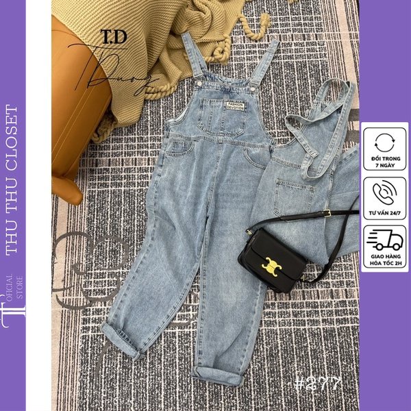 Quần yếm bò baggy trơn siêu đẹp. Size S M L