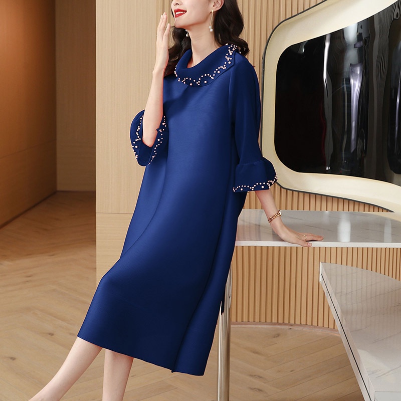 Issey Miyake Đầm Xếp Ly Dáng Rộng Phong Cách Âu Mỹ Thời Trang Mùa Xuân Xinh Xắn Cho Nữ