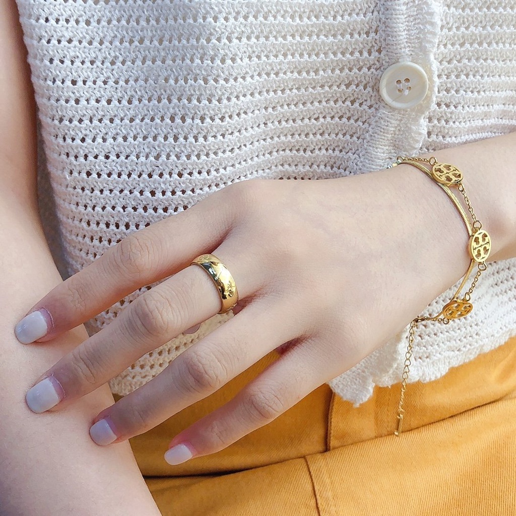 Nhẫn Thép Titan Louis Vuitton Thời Trang Trang Sức Văn Phòng Cho Nam Và Nữ LV Senior Quý Phái Chống Thấm Nước Và Rỉ Sét