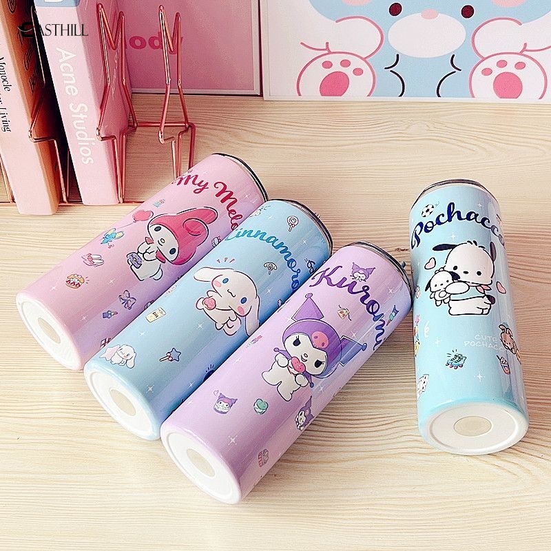 SANRIO Bình Nước Giữ Nhiệt Bằng Thép Không Gỉ 304 Họa Tiết Hoạt Hình Dễ Thương