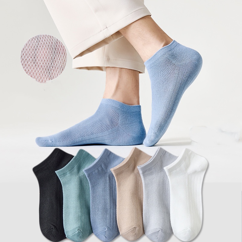 Set 3 / 5 Đôi Vớ Cotton Mềm Mại Thoáng Khí Chống Trượt In Chữ Thời Trang Cho Nam