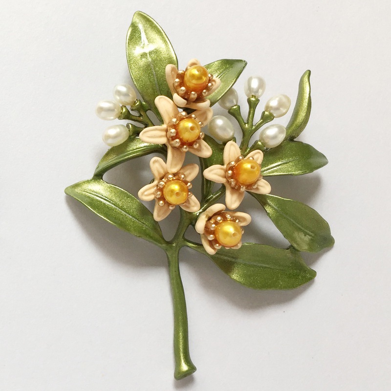 Ghim Cài Áo Hình Hoa Oải Hương / Hoa Hướng Dương Đính Ngọc Trai Giả Phong Cách Retro