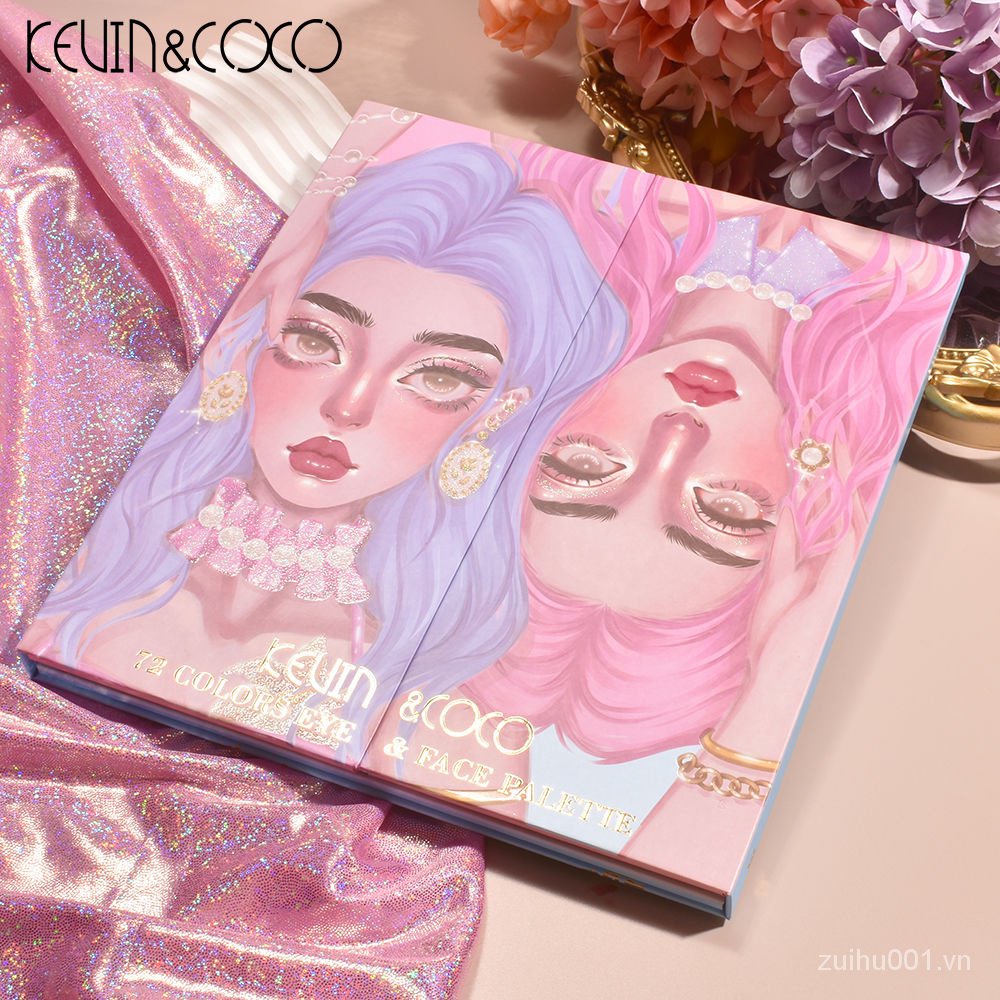 Bảng Phấn Mắt Xiaohongshu KEVIN & COCO 72 Màu Sắc Tông Đất Có Thể Gập Lại