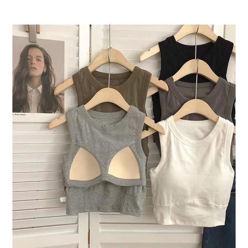 Áo Croptop Sát Nách Có Mút Đệm Ngực Phong Cách Thể Thao Hàng Mới Dành Cho Bạn Nữ