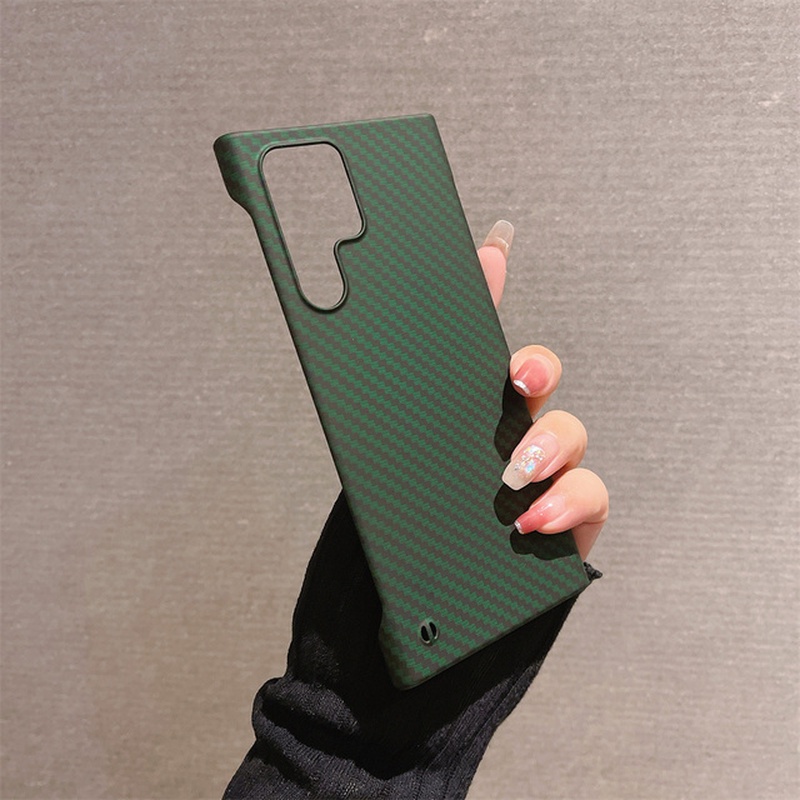 Ốp Điện Thoại PC Nhám Siêu Mỏng Không Viền Dọc Sợi Carbon Cho Samsung Galaxy S22 S23 S21 Ultra Plus Note 20 Ultra
