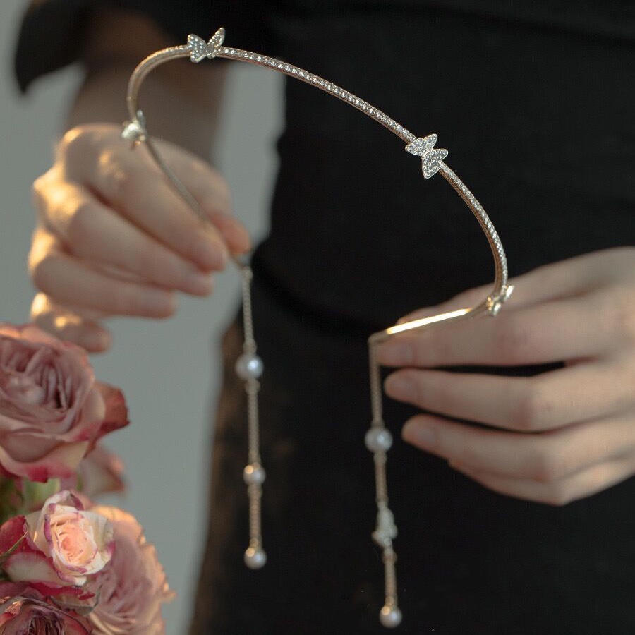 Băng Đô Cài Tóc Bằng Kim Loại Đính Đá Thời Trang Hàn Quốc Cho Nữ