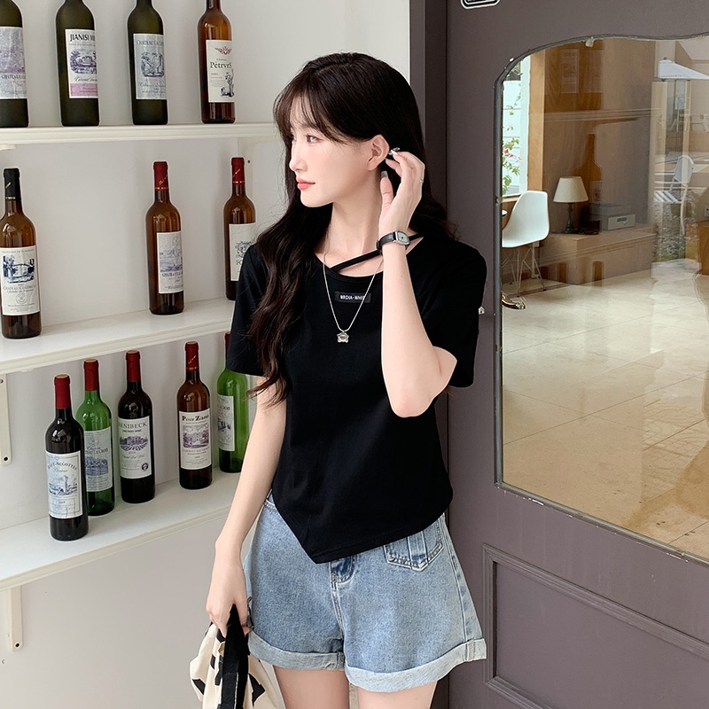 NRVP Áo Thun Tay Ngắn Dáng Ôm In Họa Tiết Độc Đáo Thời Trang Đường Phố Hàn Quốc Cho Nữ