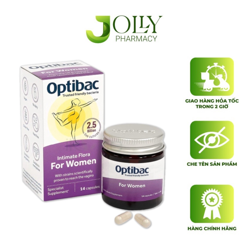 Optibac Tím Men vi sinh phụ khoa, chăm sóc vùng kín, lợi khuẩn,tăng sức đề kháng (Hộp 30 viên/90 viên) Jolly Pharmacy