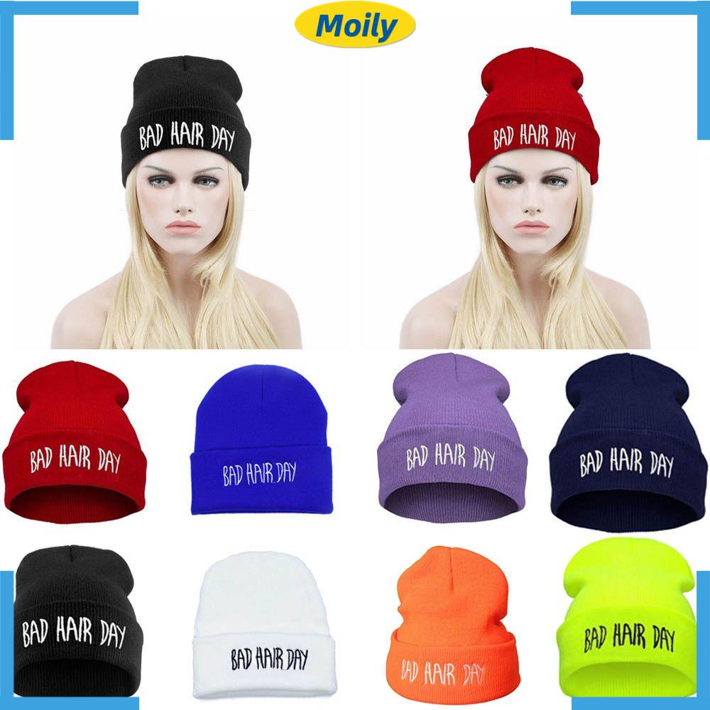 Mũ beanie Mềm Thêu Chữ Bad Hair Day Nhiều Màu Sắc Thời Trang Thu Đông Cho Nam Và Nữ