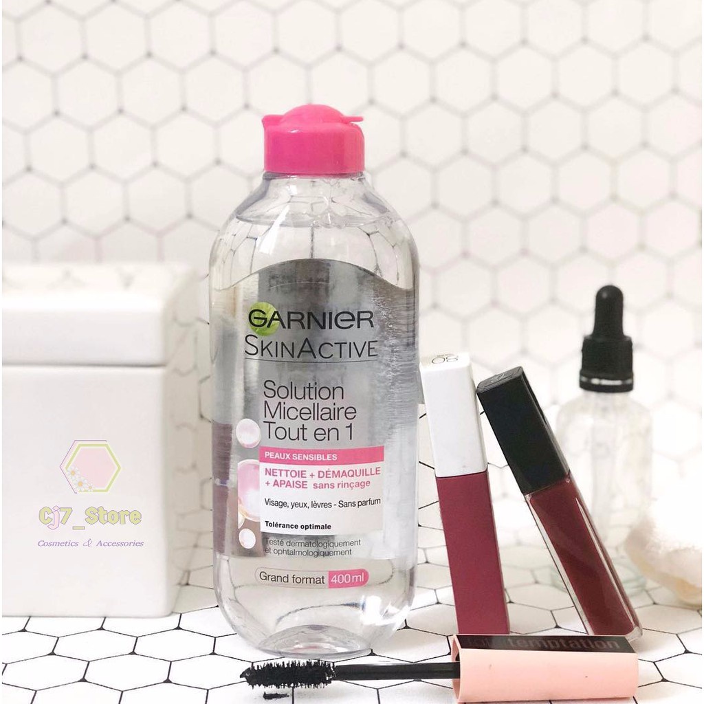Nước Tẩy Trang Garnier Skin Active Solution Micellaire Tout en 1 Peaux Sensibles - Dành Cho Mọi Loại Da 400ml