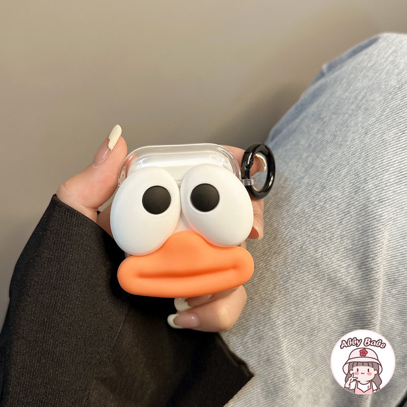 Vỏ Bảo Vệ Hộp Sạc Tai nghe không dây Airpods 1 / 2 / pro Hình Vịt Mắt To Bằng TPU Mềm Trong Suốt Kiểu Hàn Quốc