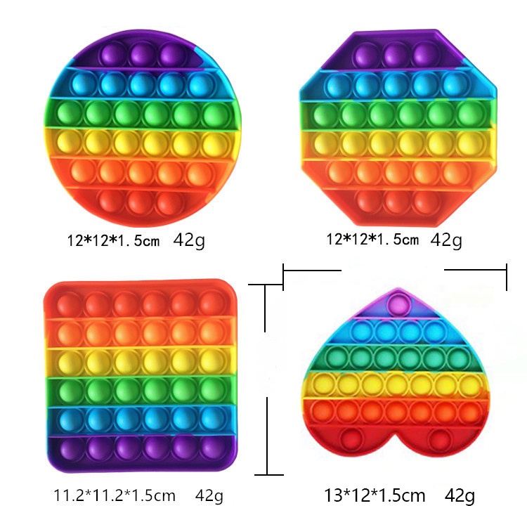 Cầu Vồng Fidget Đồ Chơi Silicon Đẩy Bong Bóng Fidget Cảm Giác Giảm Căng Thẳng Đồ Chơi Cho Trẻ Em