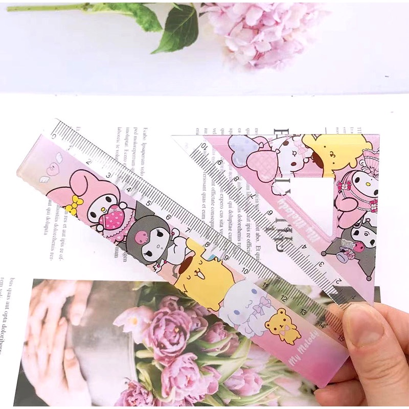 SANRIO Thước Tam Giác Hình Cinnamoroll Melody Hoạt Hình Dễ Thương Kèm Thước Đo