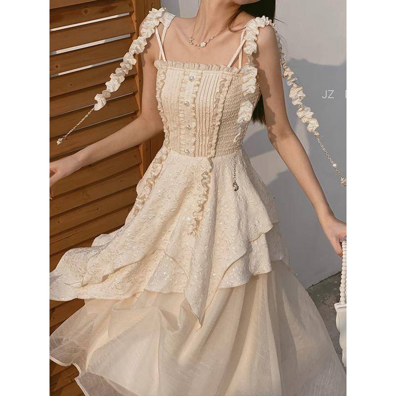 Đầm Công Chúa Hai Dây Dáng Dài Ôm Eo Cỡ Lớn Phong Cách Phương Tây Cho Nữ