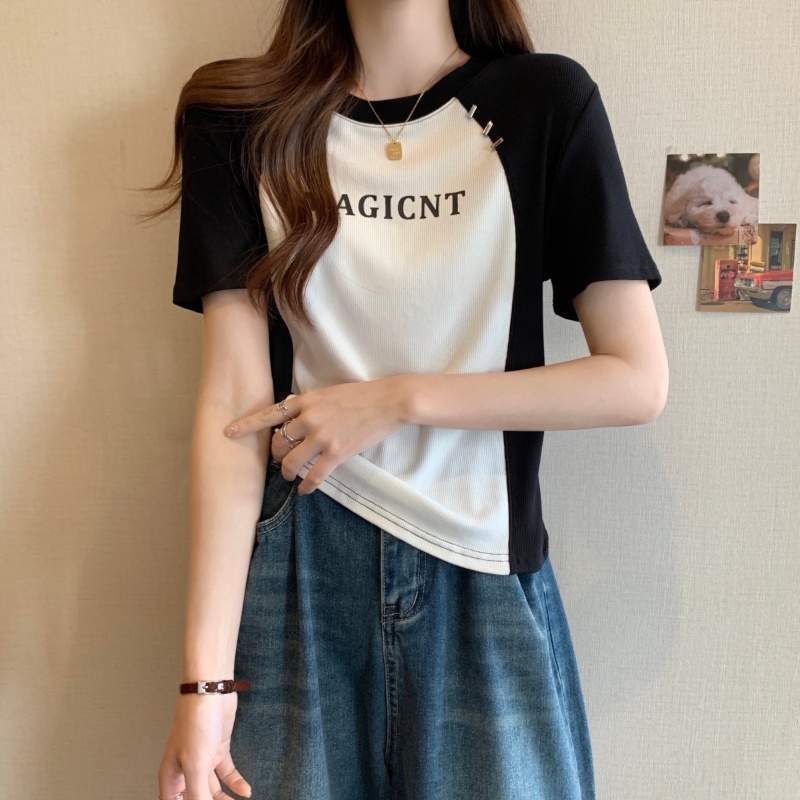 COZOK Áo Thun Raglan Tay Dài Cổ Tròn Màu Sắc Tương Phản