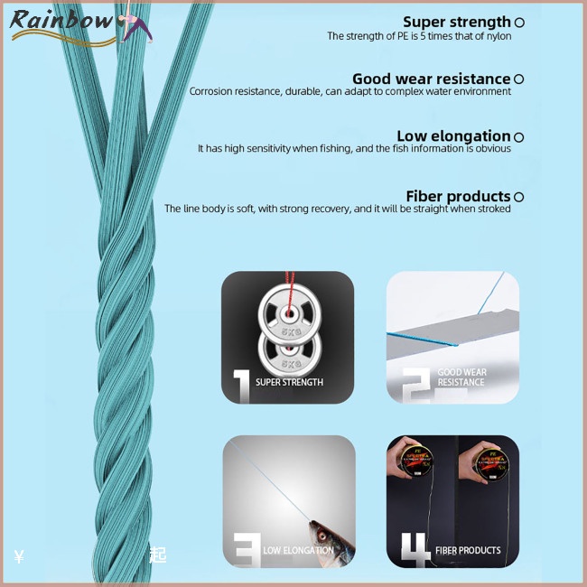 1 Cuộn Dây Câu Cá Bện 8 Sợi 100 / 300 / 500m Siêu Chắc Chắn