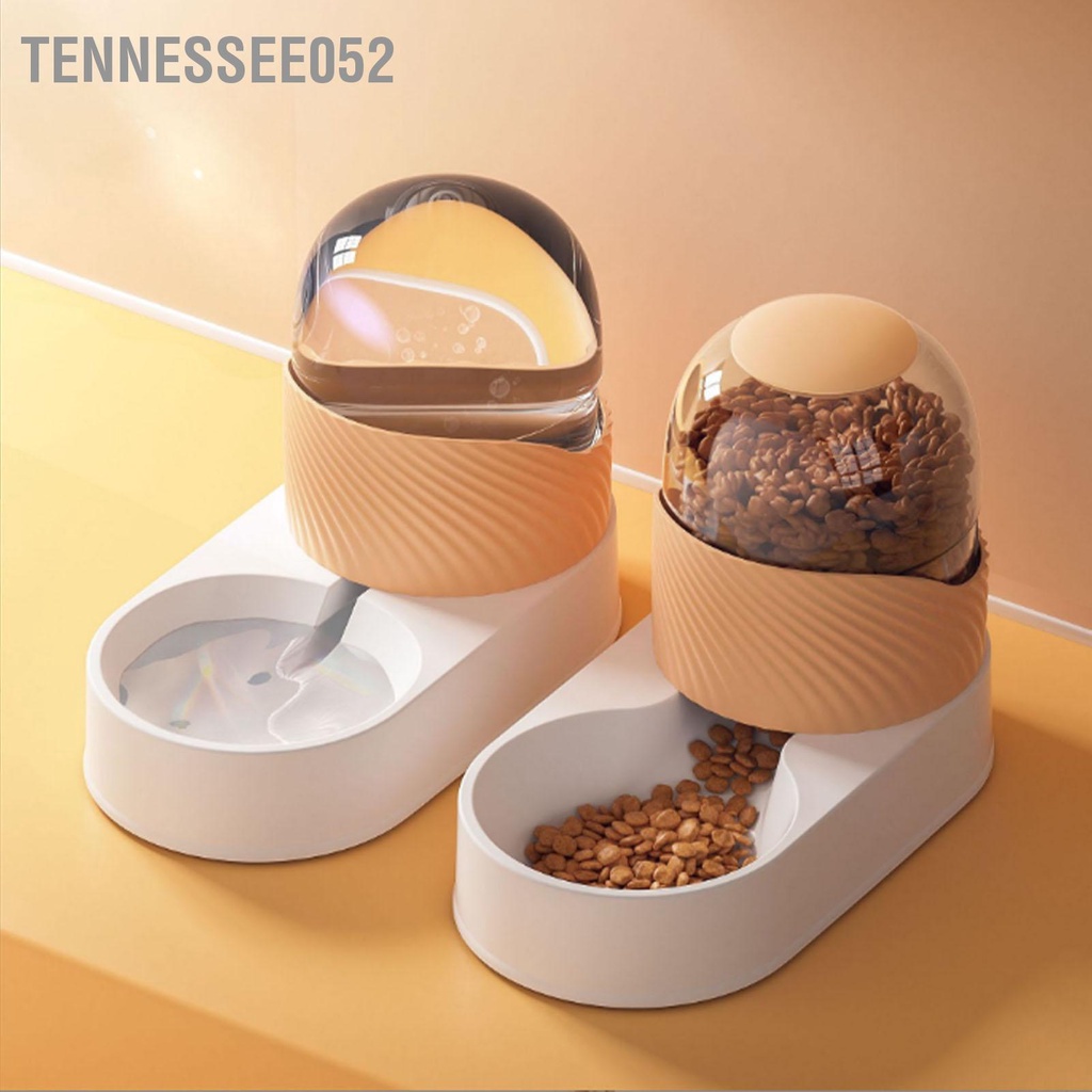 Pet Water Food Dispenser Transparent Removable Automatic Cat Feeder Waterer Set for Dog Puppy 2000ml