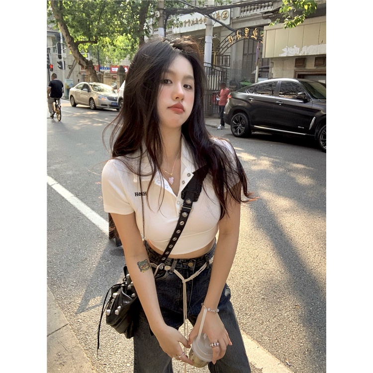 NZN Áo Croptop Ngắn Tay Ôm Dáng Xinh Xắn Dành Cho Nữ