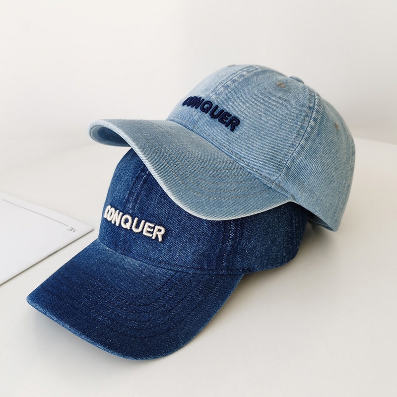 Mũ Lưỡi Trai Denim Thêu Chữ Phong Cách Hàn Quốc Thời Trang