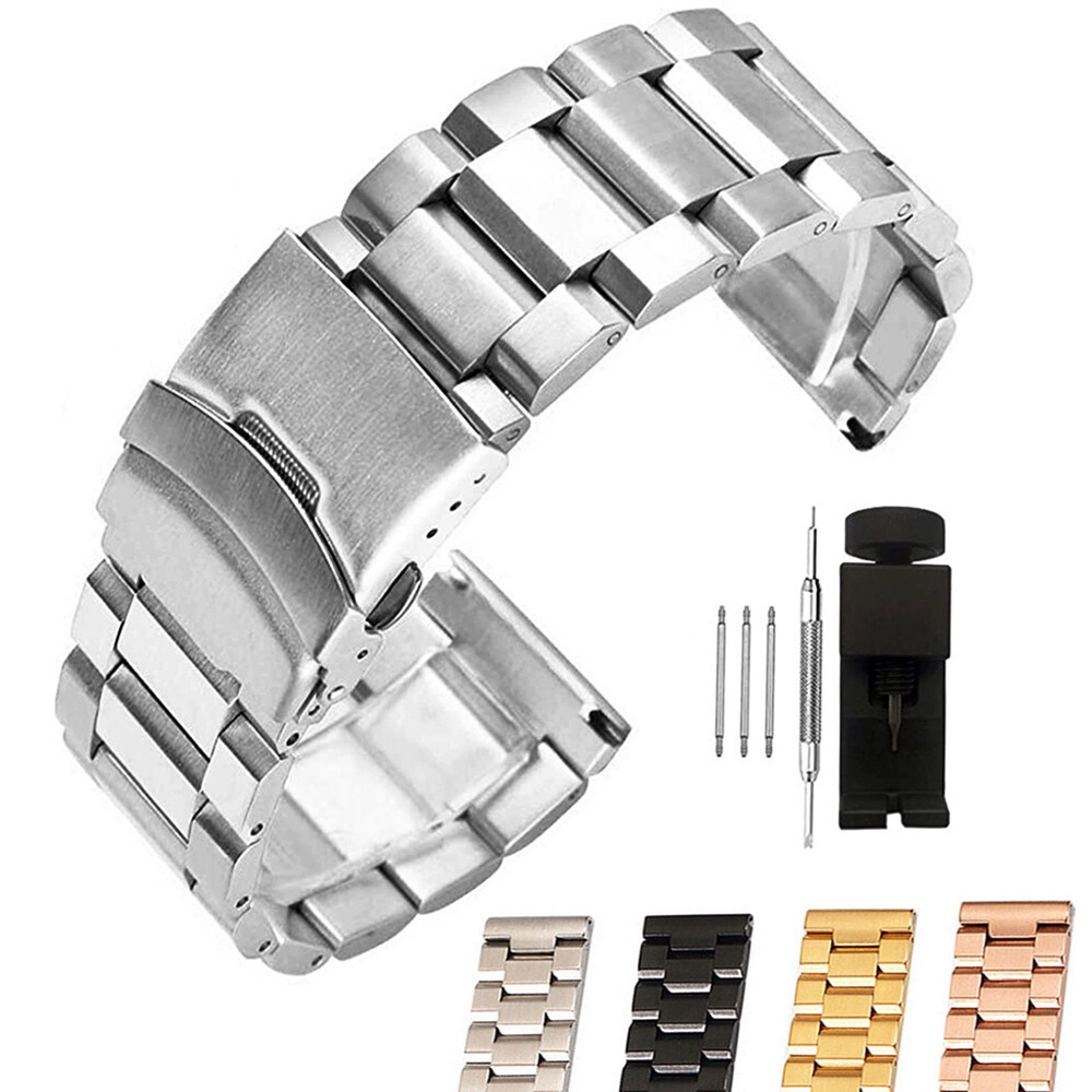 Dây Đeo Đồng Hồ Bằng Thép Không Gỉ Sang Trọng 18mm 20mm 22m 24mm