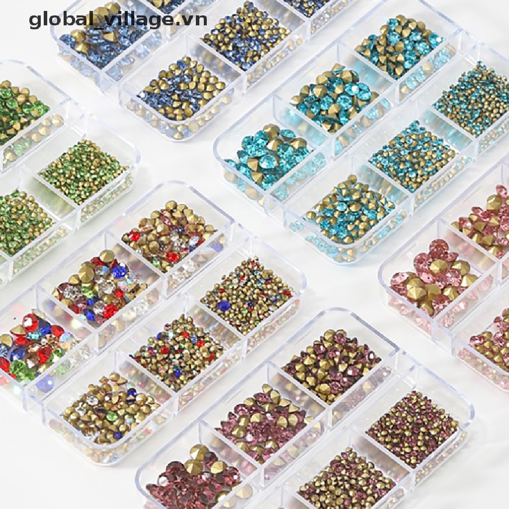 Hộp 6 Ngăn Đựng Đá Pha Lê Trang Trí Móng Tay Nghệ Thuật