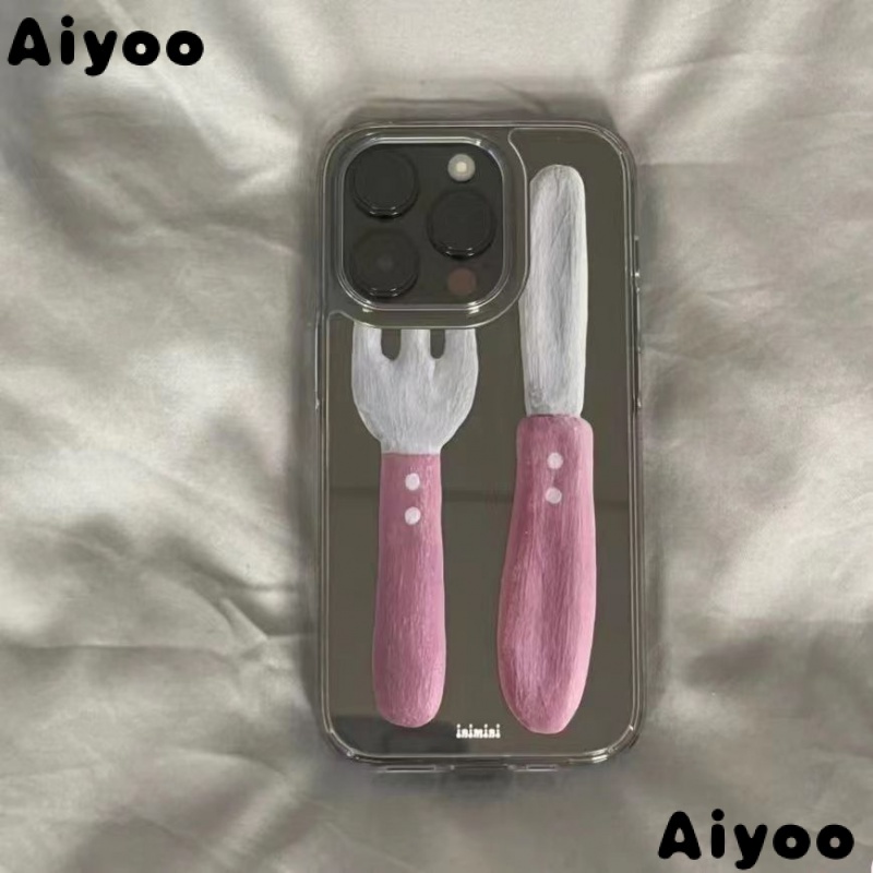 ✅Ốp Điện Thoại Mềm Chống Sốc Hình Nĩa Hồng Dễ Thương Cho iPhone 14 / 13promax 12 / 11pro xr / xs 7 / 8p