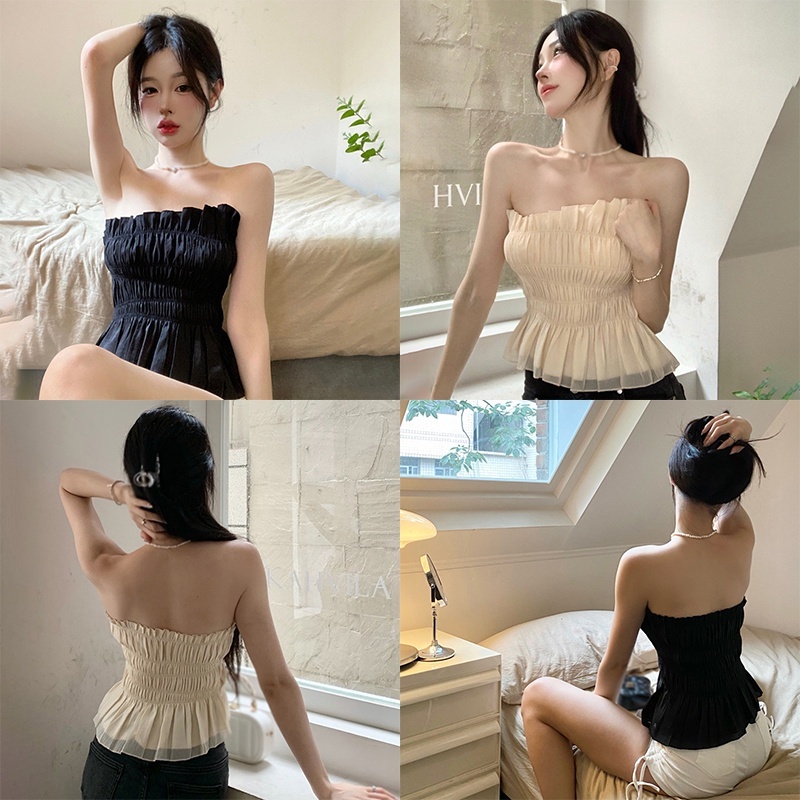 Áo Croptop Trễ Vai Màu Sắc Trơn Thiết Kế Lệch Tà Quyến Rũ Thời Trang Phong Cách Hàn Quốc