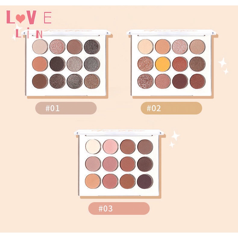 [Lovelin] Bảng Phấn Mắt 12 Màu Ánh Kim Tuyến Lấp Lánh Chống Nước Chống Mồ Hôi Phong Cách Mới