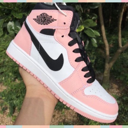 Giày Jodan Hồng Đen Cao Cổ , Giày Nike Hồng JD1 Cổ Cao Nam Nữ Full Bill Box G259 Gragas Sneaker