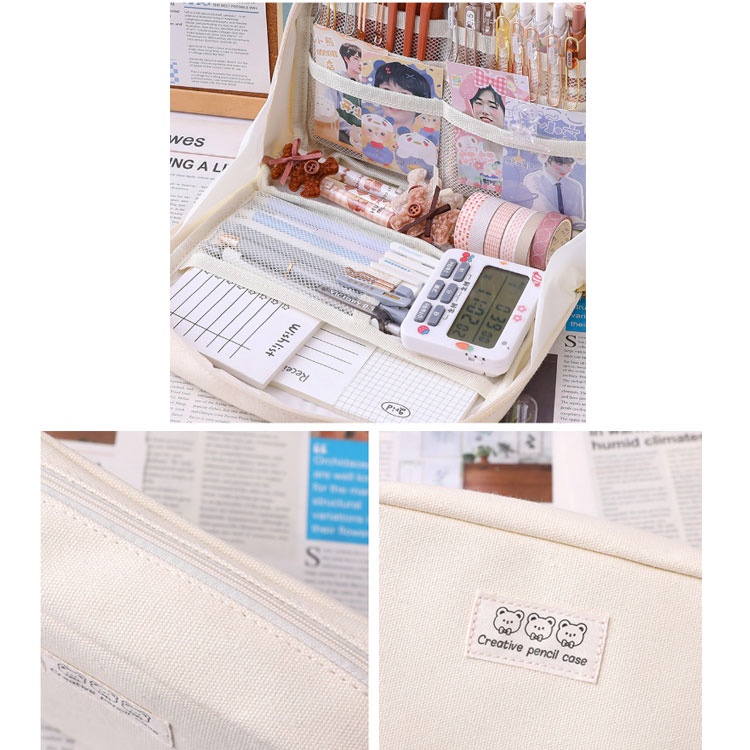 Túi Đựng Bút / Mỹ Phẩm Nhiều Ngăn Sức Chứa Lớn Tiện Dụng Cho Nữ