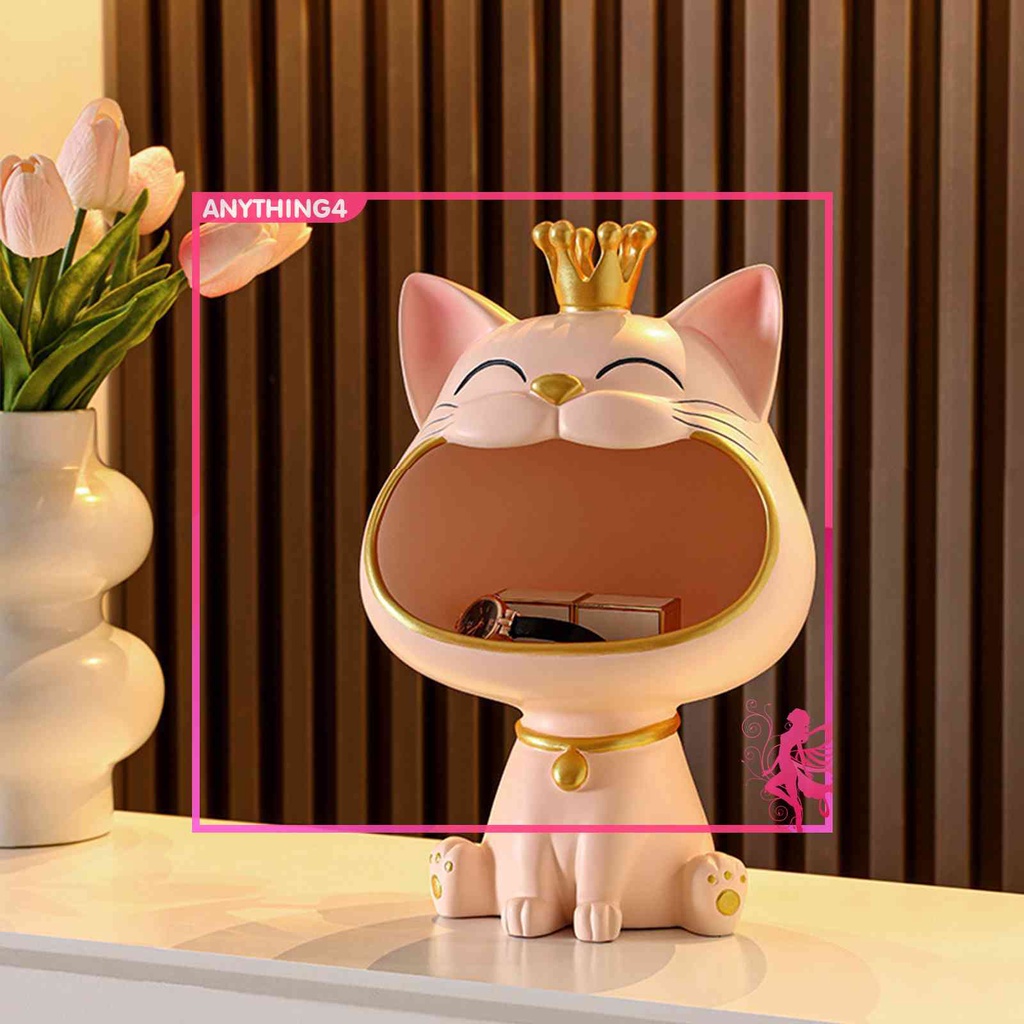 Hộp Đựng Dao Kéo Hình Mèo Miệng To Kèm Khay Đựng Chìa Khóa Trang Trí Nghệ Thuật Thủ Công